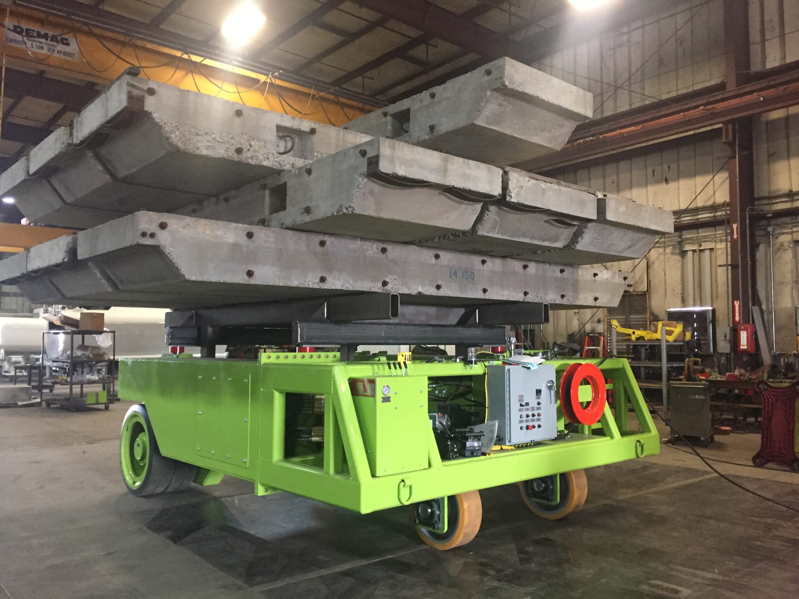 Pic 17, 60 Metric Tons feed chute transporter during factory acceptance testing.